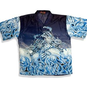 Vintage Y2K Dragon Graphic Button Up Shirt
